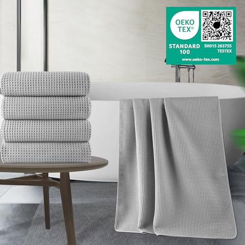 430 GSM Poly Blend Microfiber Quick Dry Waffle Bath Towel (4 Count)