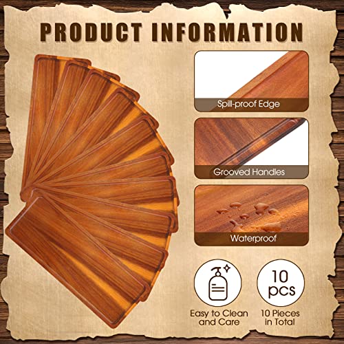 10 Pack Acacia Wood Serving Trays Rectangular (10 Count)