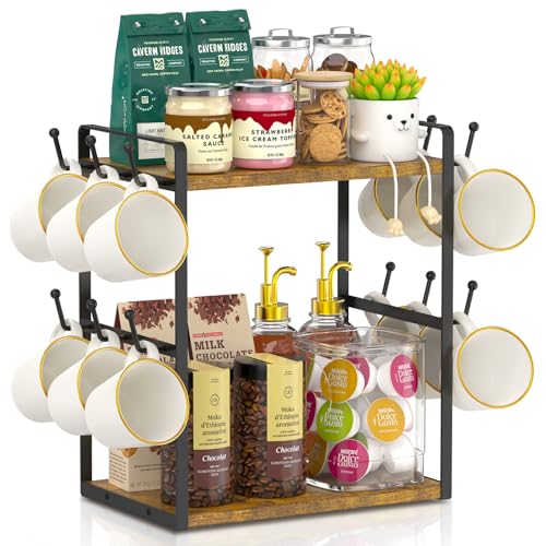 Coffee Station Bar Organizer Mug Holder Stand Countertop