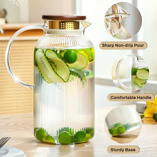 2 PACK Glass Pitcher with Lid (2 Count)