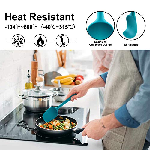 BPA Free Heat Resistant Silicone Spatula Set Kitchen Utensils for Baking Cooking Mixing Non Stick Cookware Food Grade Dishwasher Safe (9 Count)