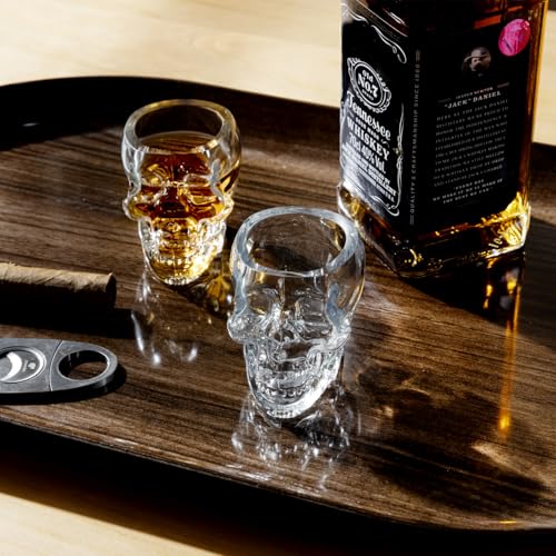 Set of 6 Skull Shot Glasses 2.8 Oz Clear 3D Design (6 Count)
