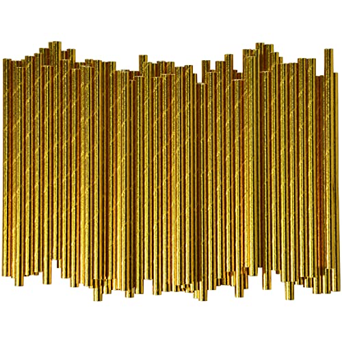 5.75 Inch Disposable Short Gold Paper Straws & Stirrers (500 Count)