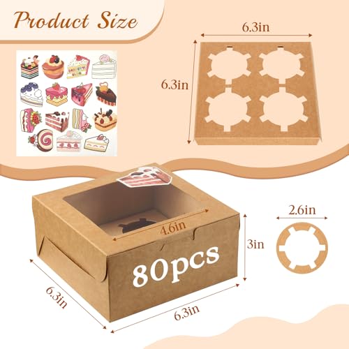 Cupcake Boxes with Window (80 Count)
