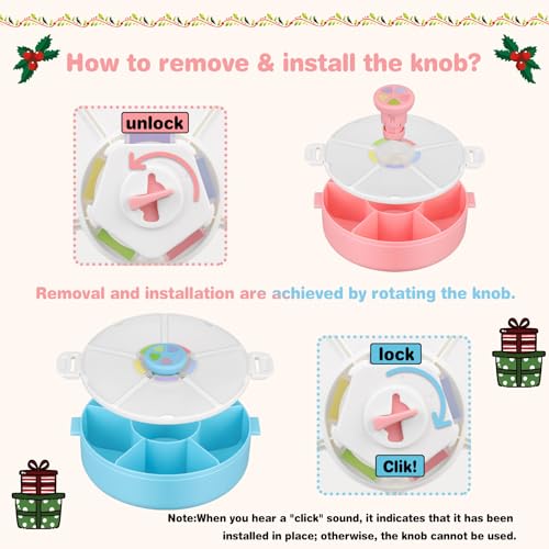 Kids Reusable Rotating Snack Container with 5 Separate Compartments