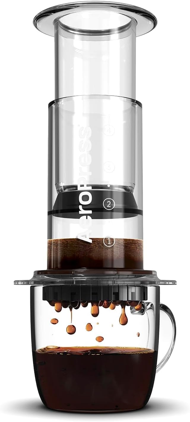 AeroPress Clear Coffee Press – 3 In 1 Brew Method Combines French Press, Pourover, Espresso, Full Bodied Coffee Without Grit or Bitterness, Small Portable Coffee Maker for Camping & Travel, Clear - Blissbrew