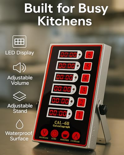 Commercial 6 Channels Digital Kitchen Timer