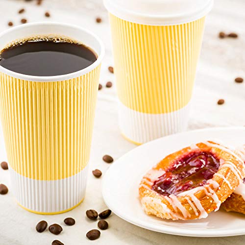 Ripple Wall Coffee Cups 500 Count 16 Ounce Insulated Light Yellow Paper Cups