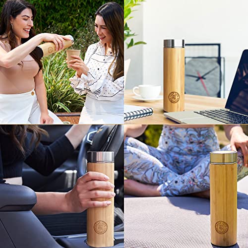 Premium Bamboo Tea Tumbler with Infuser for Loose Leaf Tea