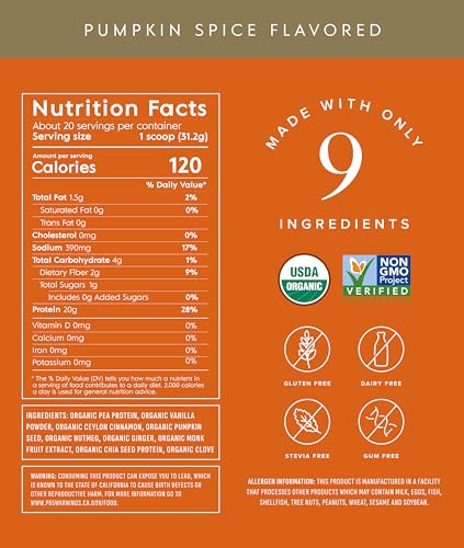 Organic Plant Based Protein Powder (20 Ounce)