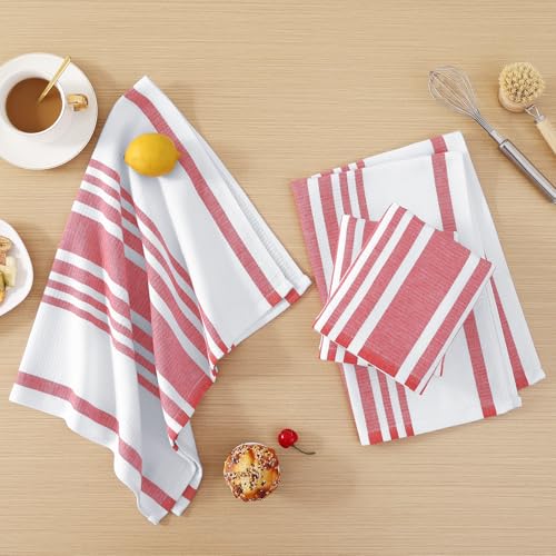 Premium Cotton Stripe Kitchen Towels 8 Pack (8 Count)