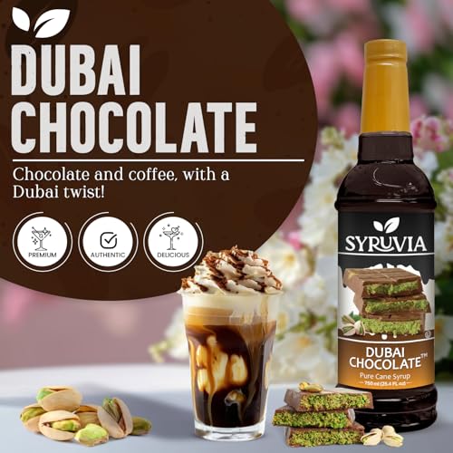Coffee Syrup Dubai Chocolate Flavored Syrup for Drinks (25.4 Fl Oz)