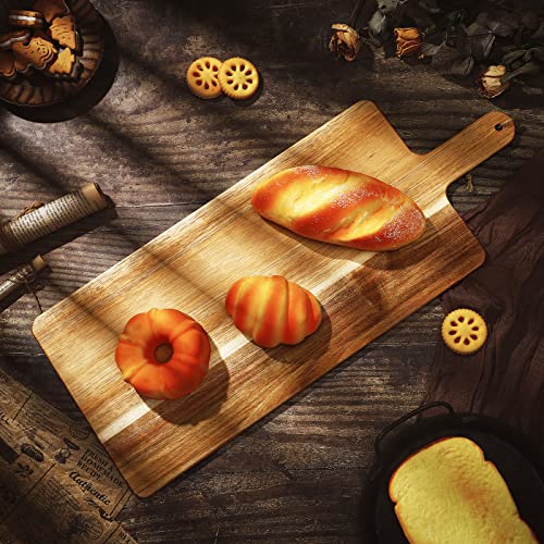 12 Packs Acacia Wood Cutting Board Set with Handles 21.5 x 8.7 Inch Large Kitchen Serving Plain Chopping Board Bulk Gifts for Mom for Vegetables Meat Pizza Cheese Fruit Bread (12 Count)