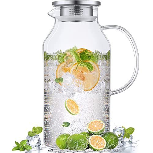 2.6 Liter 88 oz Glass Pitcher with Lid and Handle