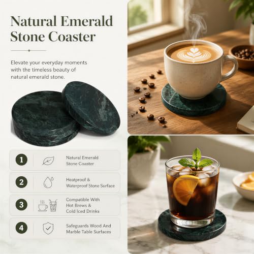 Green Marble Coasters Set of 4 (4 Count)