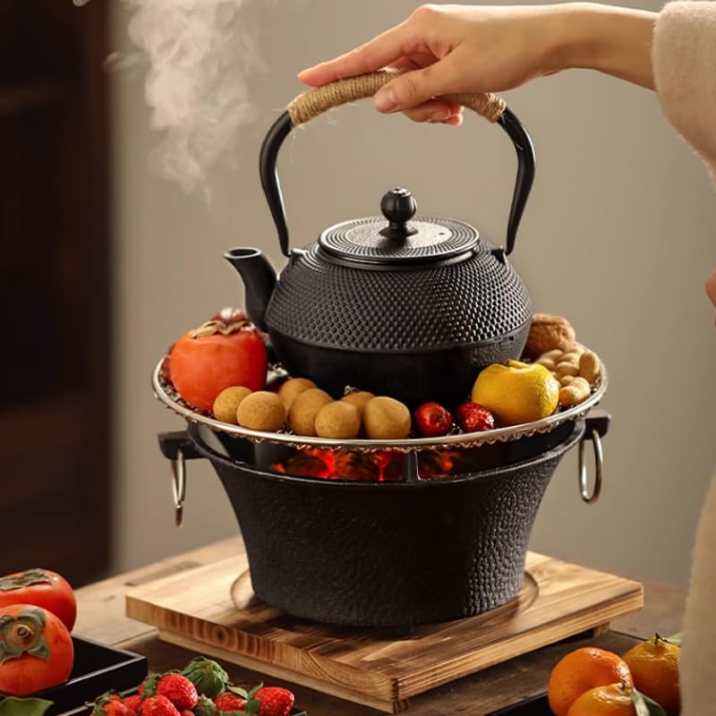 Japanese Tetsubin Cast Iron Teapot Tea Kettle pot with Stainless Steel Infuser for Stovetop Safe Coated with Enameled Interior