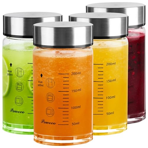 Glass Juice Bottles 4 Pack 10 oz (4 Count)