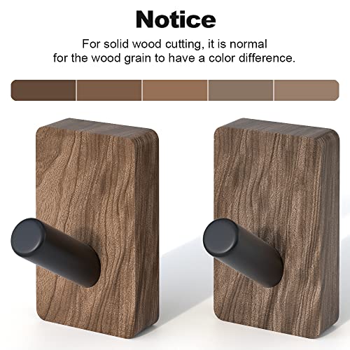 4 PCS Black Walnut Wood Wall Hooks (4 Count)