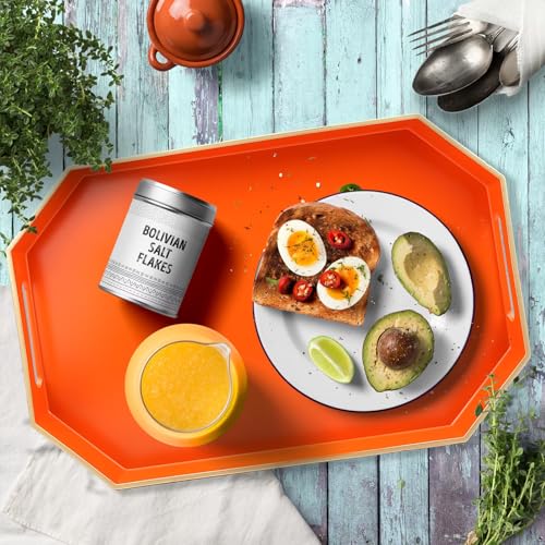 Orange Decorative Tray with Handles