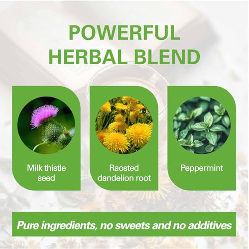 Roasted Dandelion Root Tea with Milk Thistle and Peppermint 50ct (50 Count)