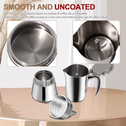304 Thickened Stainless Steel Uncoated 4 Cup Moka Pot Coffee Maker