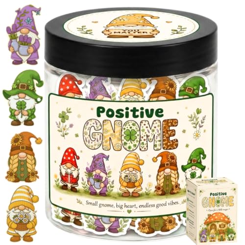 Positive Gnome Jar with 60 Daily Affirmation Cards