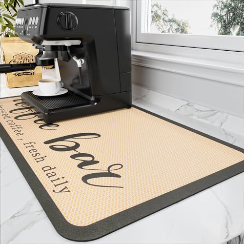 Coffee Mat Absorbent Hide Stain Rubber Backed Dish Drying Mat for Kitchen Counter