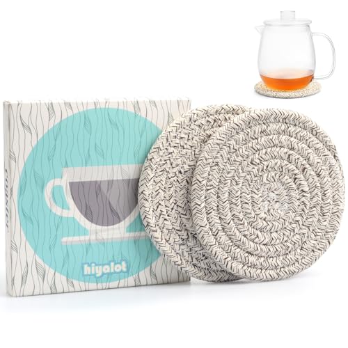 Large 4.8" Cotton Coasters for Drinks Set of 2 (2 Count)