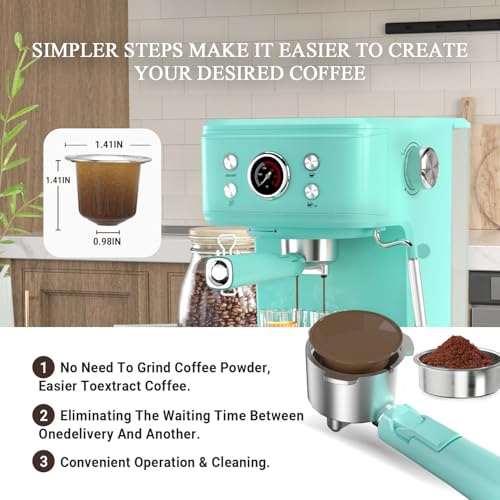 EM 04E 20Bar Espresso Machine with Milk Frother Steam 1100W TBlue