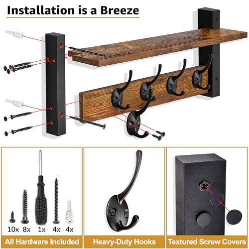 Coat Rack Wall Mount with Shelf