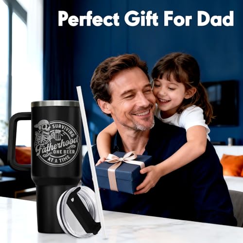 Dad Skeleton Surviving Fatherhood 40 oz Tumbler with Handle