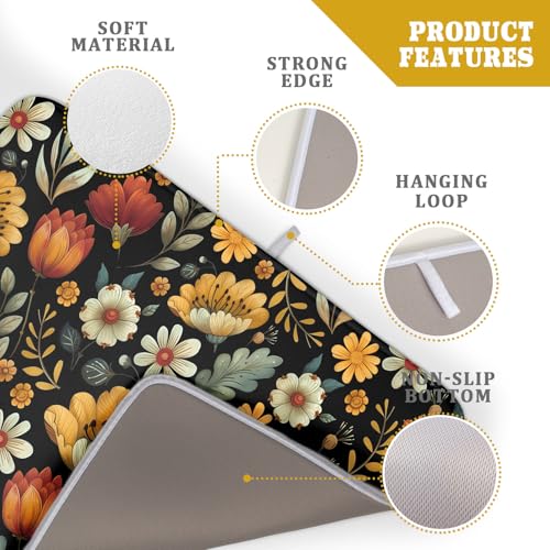 Vintage Boho Floral Dish Drying Mat for Kitchen Counter