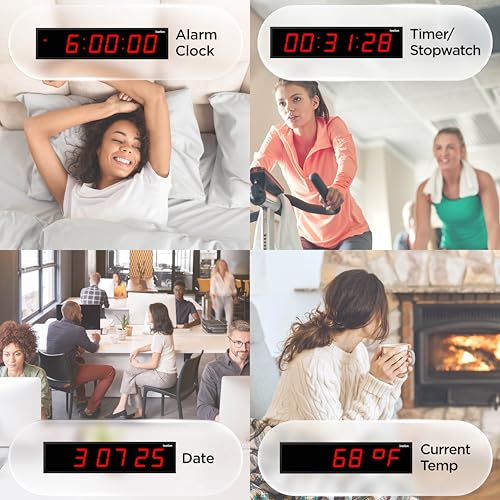 Oversized Digital Wall Clock with Large LED Display & Timer