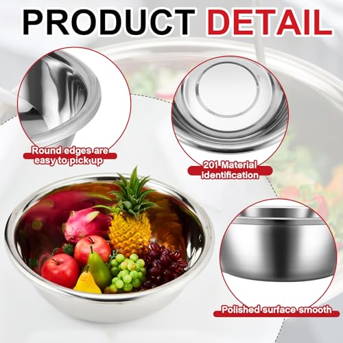 Set of 3 Extra Large Stainless Steel Mixing Bowls Large Mixing Container Easy to Clean (3 Count)