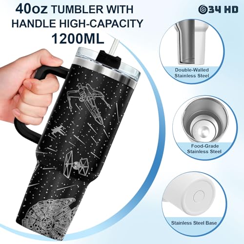 Space Galaxy Sci Fi Falcon 40 oz Tumbler with Handle