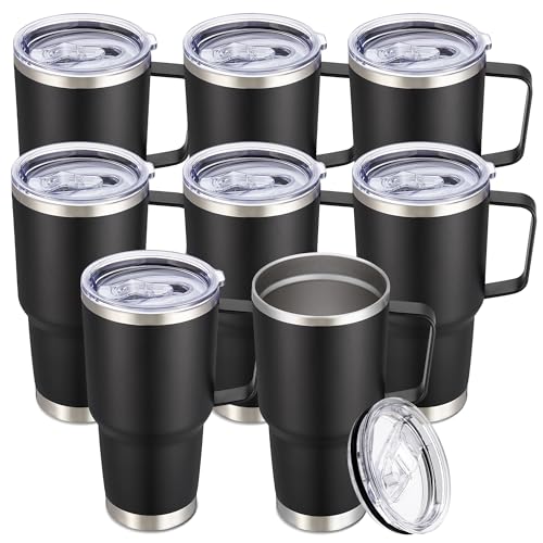 30 oz Stainless Steel Tumblers Bulk with Handle and Lid (8 Count)