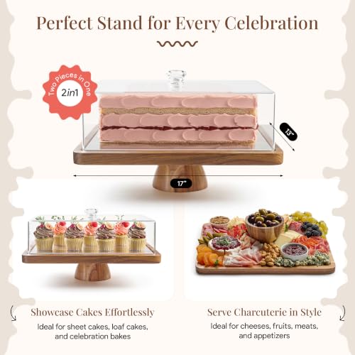 Acacia Wood Cake Stand with Lid
