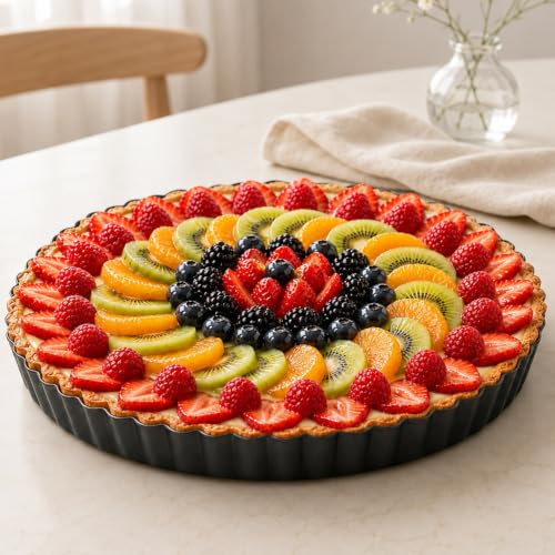 9 Inch Quiche Tart Pans with Pie Cake Server. Removable Bottom