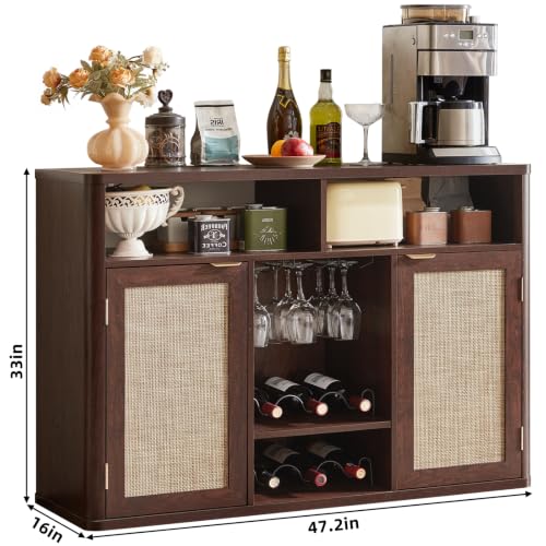 Rattan Wine Bar Cabinet with 2 Doors