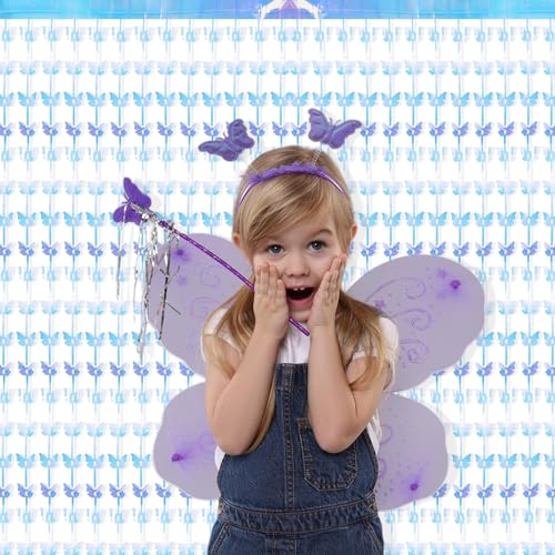 Iridescent Hanging Butterfly Foil Fringe Curtain (2 Count)