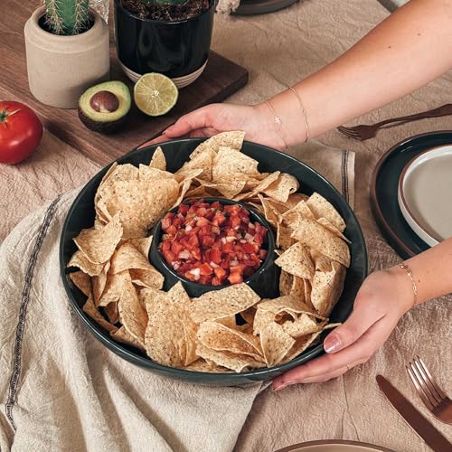 Ceramic Chips and Dip Serving Tray