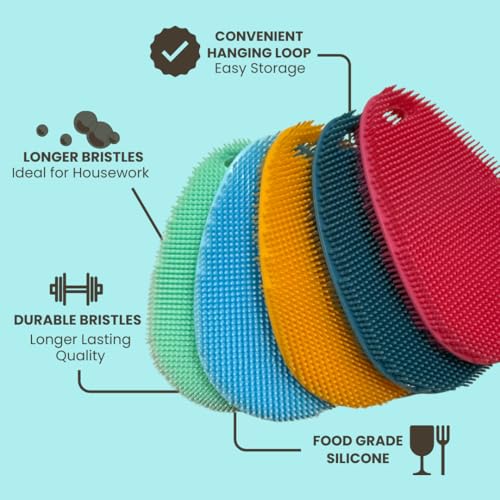 Silicone Sponge Dish Scrubber (5 Count)