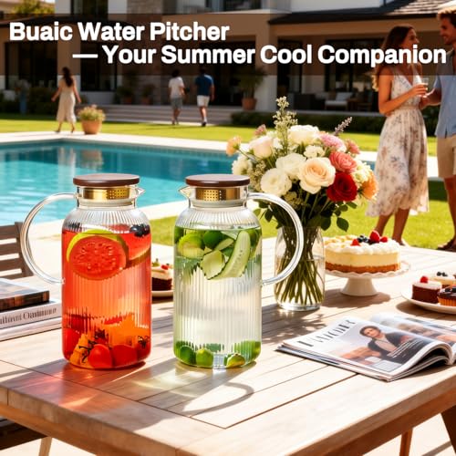 2 PACK Glass Pitcher with Lid (2 Count)