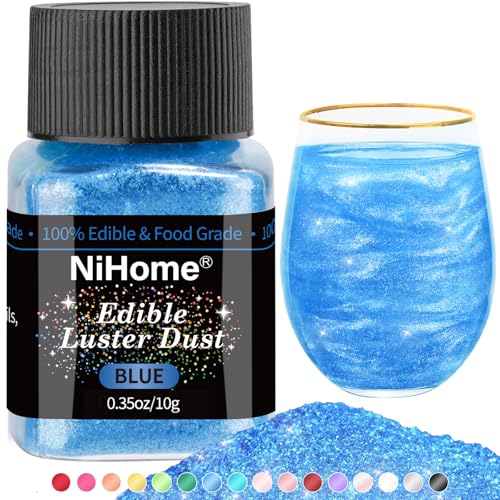 Edible Food Grade Glitter Powder Glimmer Luster Dust Metallic Fancy Food Decorating Sprinkle Glimmery Dust for Drink Wine Beverage Cake Bakery Vegan Allergen