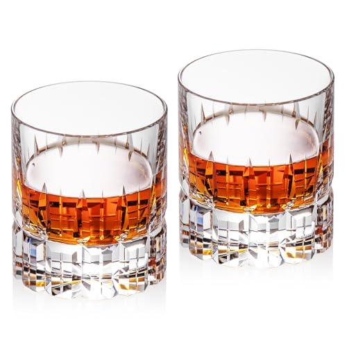Crystal Whiskey Glasses Set of 2 Hand Blown Old Fashioned Glasses (2 Count)