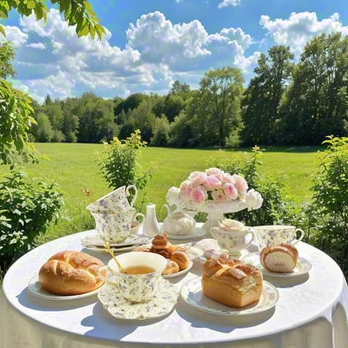 Country Roses Bone China Tea Cup and Saucer Set (6 Count)
