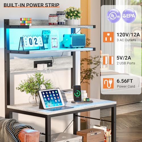 Bakers Rack with Power Outlet & RGB LED