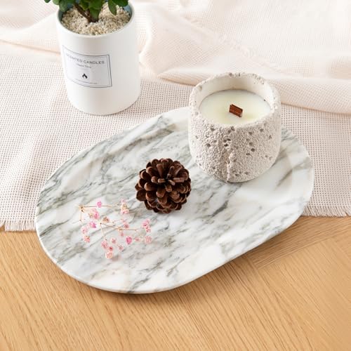 Natural Marble Decorative Tray Bathroom Counter Perfume Organizer Vanity Tray for Home Decor