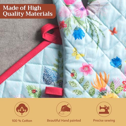 100% Cotton Oven Mitt & Pot Holder Set