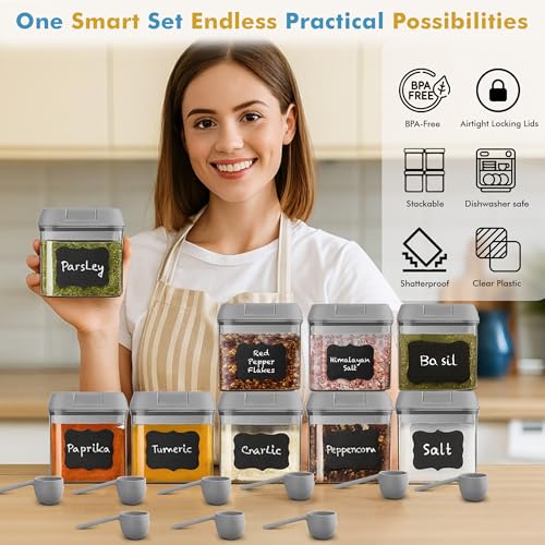 9PC (0.5L, 2.1 Cup, 17oz) Airtight Food Storage Containers + 6 Spoons (9 Count)